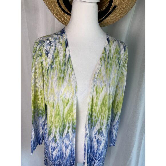 Chico’s Tie-Dye Open-Knit Cardigan - Size 2 - Picture 2 of 6